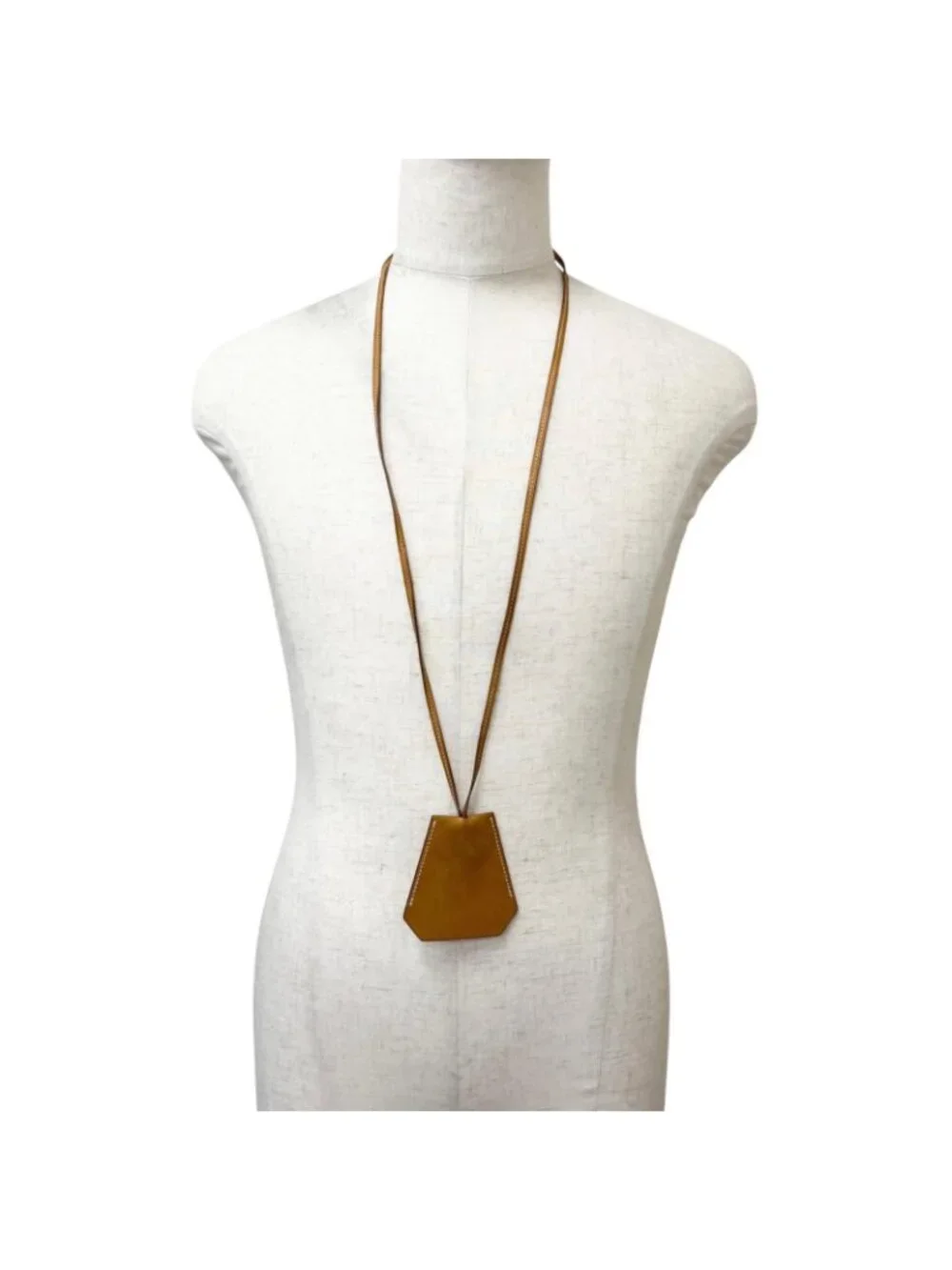 Hermes Vintage Box Calf Martin Margiela Era Clochette Leather Necklace Gold